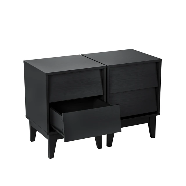 Alt view image 6 of 7 - 2 Set Nightstands Features Vintage-style and Bevel Design, Made of MDF, Mid Century Modern Nightstand, Night Stand for Bedroom