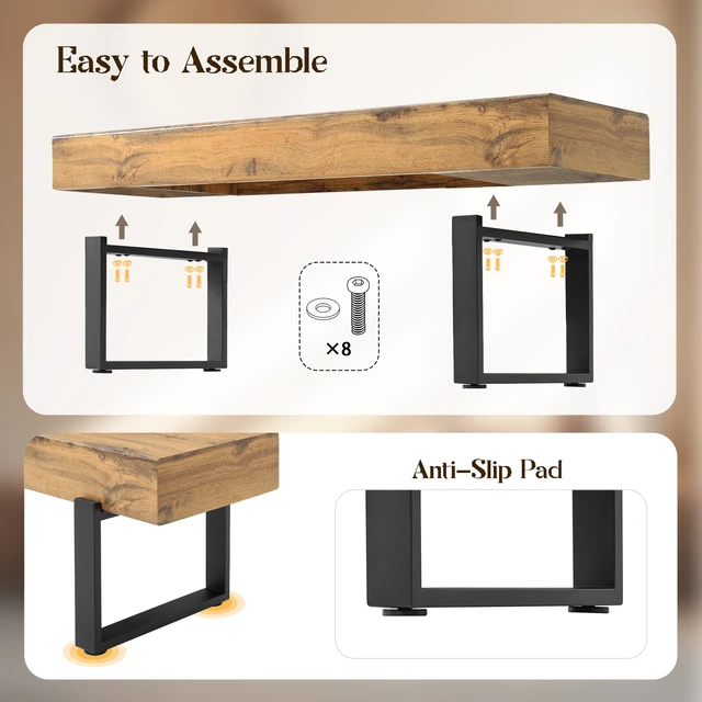 Alt view image 4 of 7 - 59" Wood Bench for Bedroom End of Bed, Farmhouse Indoor Kitchen Table Benches,Versatile Modern Shoe Bench for Entryway, Natural