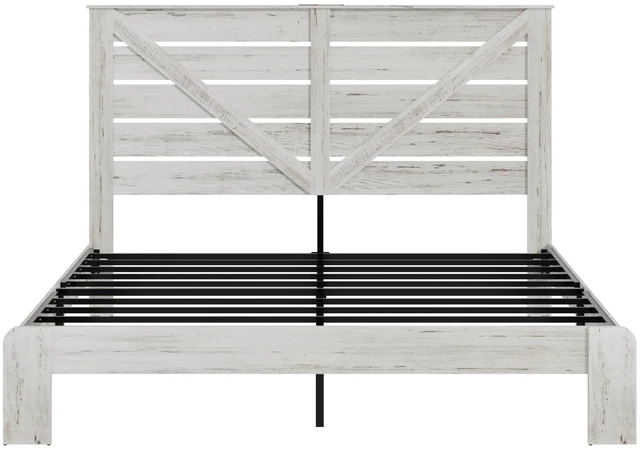 Main image of King Bed Frame Headboard , Wood Platform Bed Frame , Noise Free,No Box Spring Needed and Easy Assembly Tool,Large Under Bed Storage,White