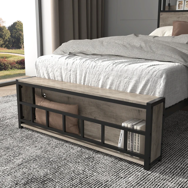 Alt view image 7 of 7 - Twin Bed Frames , Headboard and Charging Station & LED Light for Bedroom, Solid and Stable, Noise Free, No Box Spring Needed, Easy Assembly