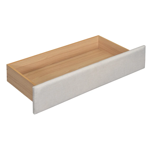 Alt view image 6 of 7 - Queen Size Upholstered Platform Bed with Reading Lights, Drawers, Trundle and Shelves, Beige