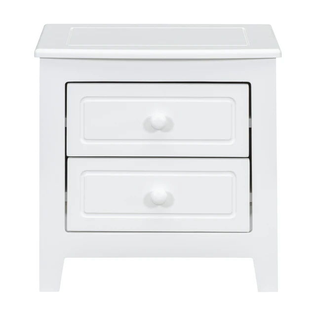 Alt view image 5 of 7 - 2-Drawer Nightstand for Bedroom, Mid Century Retro Bedside Table with Classic Design,White