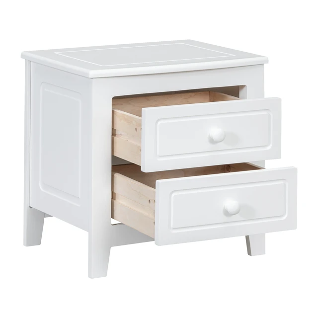 Alt view image 4 of 7 - 2-Drawer Nightstand for Bedroom, Mid Century Retro Bedside Table with Classic Design,White