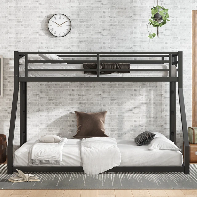 Alt view image 2 of 7 - Metal Twin XL over Queen Bunk Bed for Teens and Adults,Space-Saving/Noise Reduced/No Box Spring Needed, Black