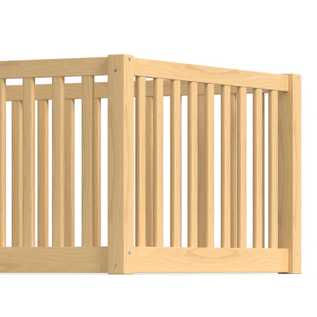 Alt view image 5 of 7 - Twin Size Bed Floor Bed with Safety Guardrails and Door for Kids, Natural