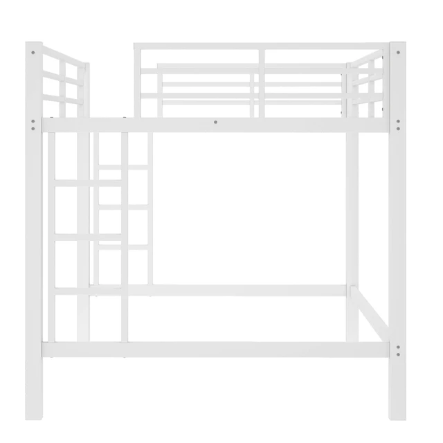 Alt view image 7 of 7 - Queen Size Metal Loft Bed, Loft Bed with Easy Climbing Ladder and Guardrails , White