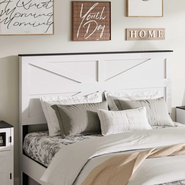 Alt view image 3 of 7 - Full Bed Frame Headboard , Wood Platform Bed Frame , Noise Free,No Box Spring Needed and Easy Assembly Tool,Large Under Bed Storage,White