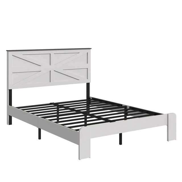 Alt view image 7 of 7 - Full Bed Frame Headboard , Wood Platform Bed Frame , Noise Free,No Box Spring Needed and Easy Assembly Tool,Large Under Bed Storage,White