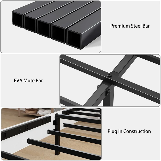 Alt view image 5 of 7 - Full Bed Frame Headboard , Wood Platform Bed Frame , Noise Free,No Box Spring Needed and Easy Assembly Tool,Large Under Bed Storage,White