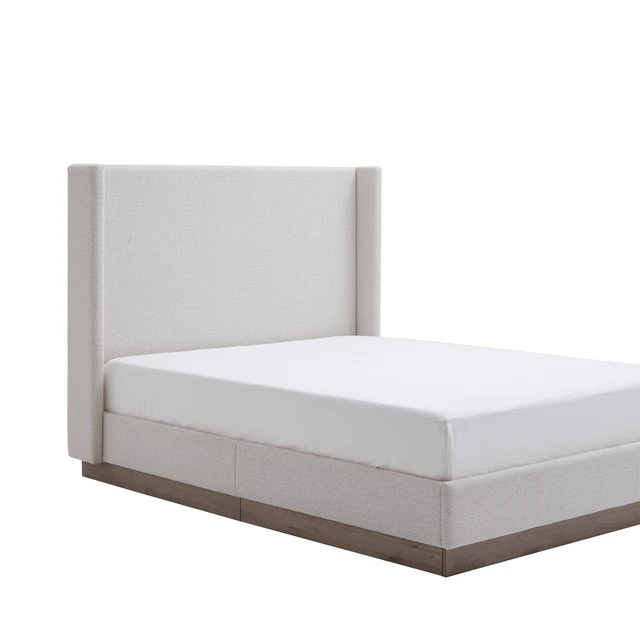 Alt view image 6 of 7 - Hale Upholstered Wingback Bed Size King / Tall 51.1" Headboard Upholstered Queen Bed / Without Wooden Slats / Box Spring Request / King / Cream White Boucle/ Elegant Simplicity / Easy Assembly