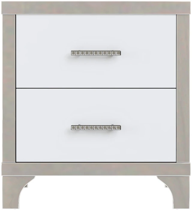 Alt view image 6 of 7 - Elegant High Gloss Nightstand with Metal Handle,Mirrored Bedside Table with 2 Drawers for Bedroom,Living Room,White