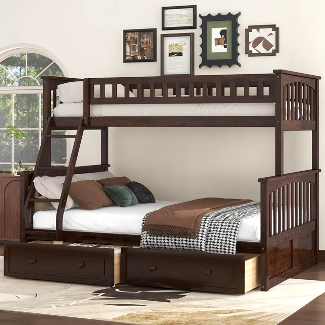 Main image of Twin over Full Bunk Bed with Drawers, Convertible Beds, Espresso
