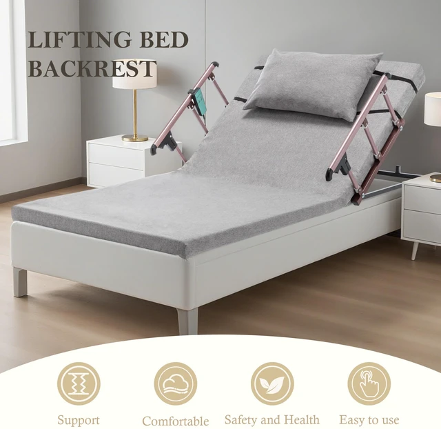 Alt view image 4 of 7 - Electric Adjustable Bed Backrest, 300 lbs Weight Capacity, 4-68° Upgraded Lifting System with Collapsible Safety Rails, Remote Control, for Elderly, Pregnancy, Patients, Handicap, Home Hospital Care
