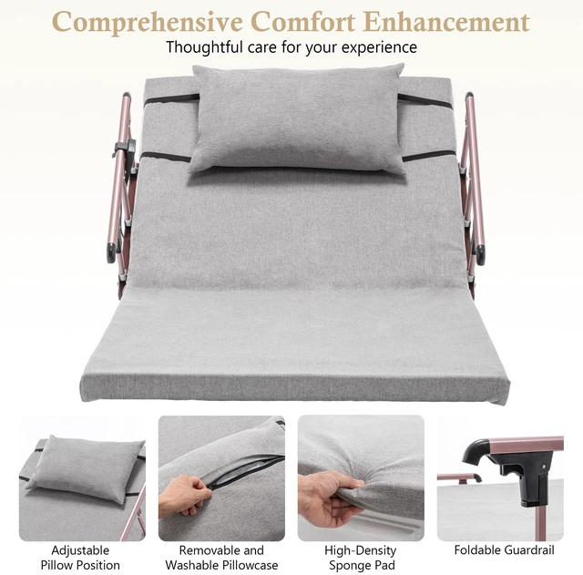 Alt view image 5 of 7 - Electric Adjustable Bed Backrest, 300 lbs Weight Capacity, 4-68° Upgraded Lifting System with Collapsible Safety Rails, Remote Control, for Elderly, Pregnancy, Patients, Handicap, Home Hospital Care