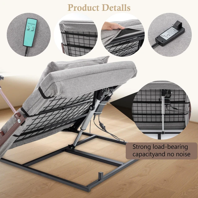 Alt view image 6 of 7 - Electric Adjustable Bed Backrest, 300 lbs Weight Capacity, 4-68° Upgraded Lifting System with Collapsible Safety Rails, Remote Control, for Elderly, Pregnancy, Patients, Handicap, Home Hospital Care