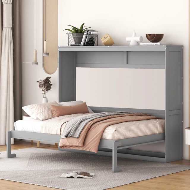 Alt view image 2 of 7 - Full Size Murphy Bed Wall Bed,Gray
