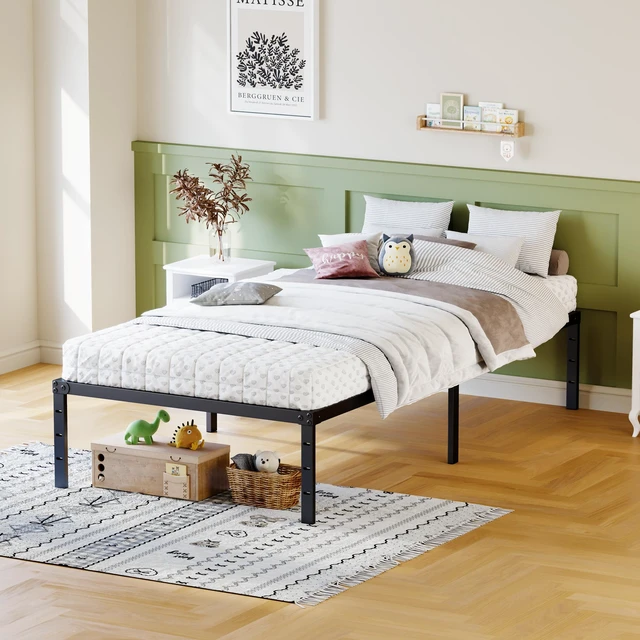 Alt view image 5 of 7 - Metal Bed Frame,Size Bed Frame with Storage Space,Heavy Duty Sturdy Mattress Foundation,Easy Assembly, Black