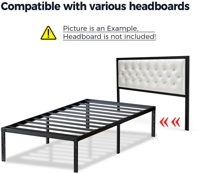 Alt view image 6 of 7 - Metal Bed Frame,Size Bed Frame with Storage Space,Heavy Duty Sturdy Mattress Foundation,Easy Assembly, Black