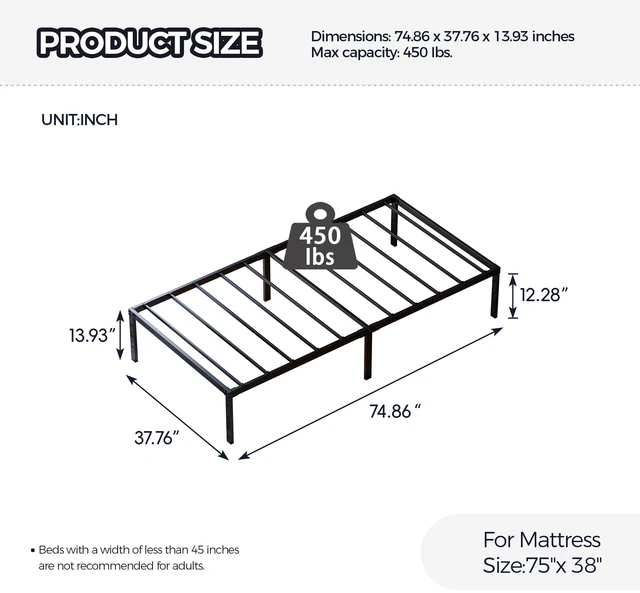 Alt view image 2 of 7 - Metal Bed Frame,Size Bed Frame with Storage Space,Heavy Duty Sturdy Mattress Foundation,Easy Assembly, Black