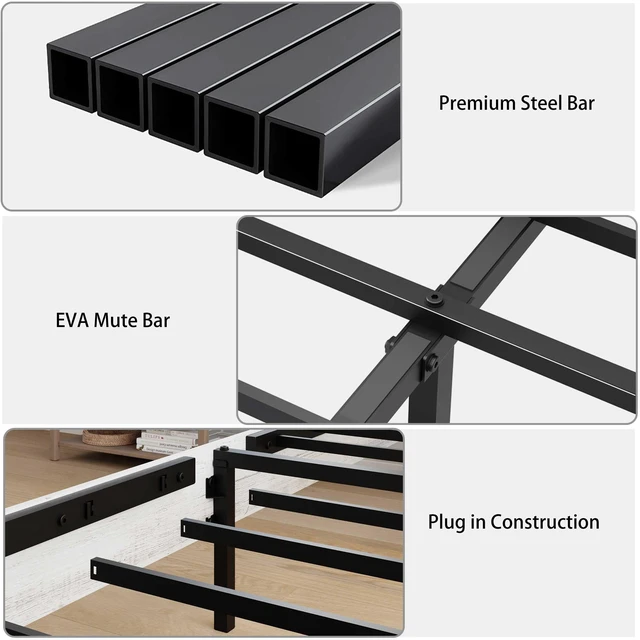 Alt view image 3 of 6 - Queen size bed frame headboard with LED lights and charging station cushion platform bed frame, large bed, with headboard and hidden storage space, no box spring required, Antique White+Gray