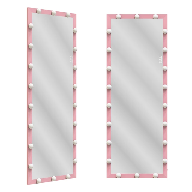 Alt view image 3 of 7 - Hollywood Full Length Mirror with Lights Full Body Vanity Mirror with 3 Color Modes Wall Lighted Standing Floor Mirror for Dressing Room Bedroom Hotel Touch Control Pink 62.6"x23.3"