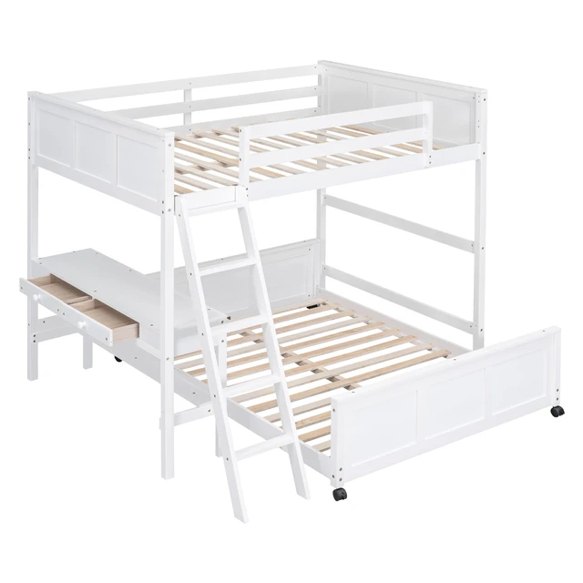 Alt view image 5 of 7 - Full Over Full Bunk Bed with Desk, White