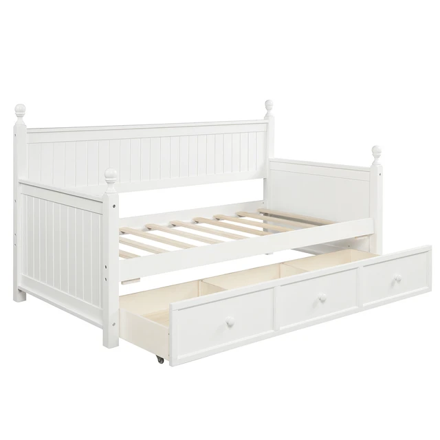 Alt view image 3 of 7 - Wood Daybed with Three Drawers ,Twin Size Daybed,No Box Spring Needed ,White