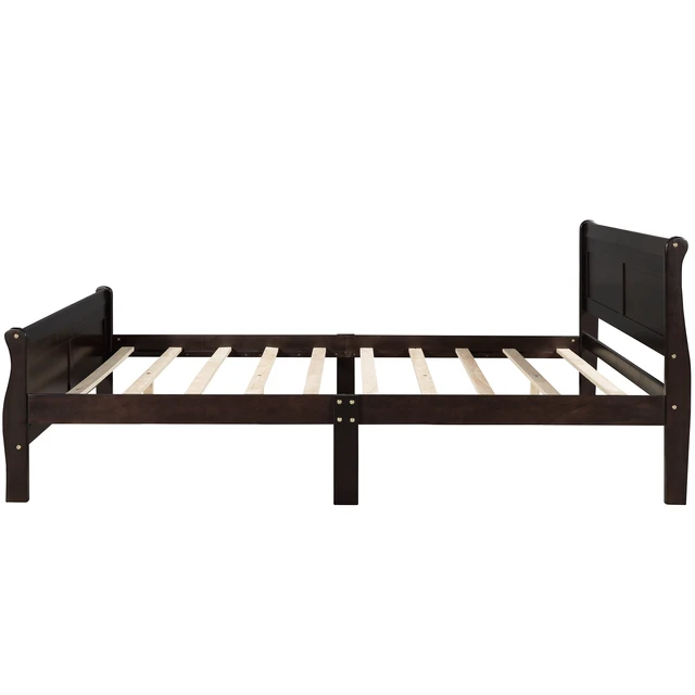 Alt view image 7 of 7 - Full Size Wood Platform Bed with Headboard and Wooden Slat Support (Espresso)