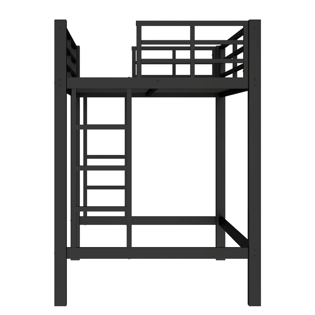 Alt view image 7 of 7 - Twin Size Metal Loft Bed, Loft Bed with Easy Climbing Ladder and Guardrails , Black