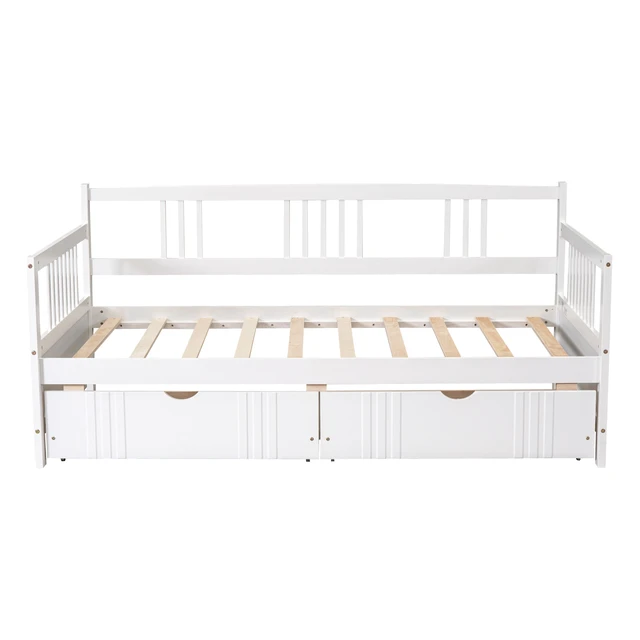 Alt view image 3 of 7 - Twin Size Daybed Wood Bed with Two Drawers,White