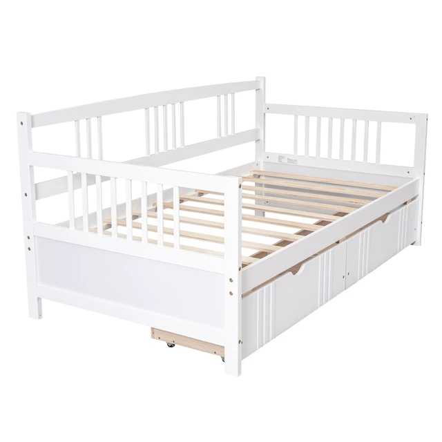 Alt view image 4 of 7 - Twin Size Daybed Wood Bed with Two Drawers,White