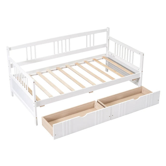 Alt view image 6 of 7 - Twin Size Daybed Wood Bed with Two Drawers,White