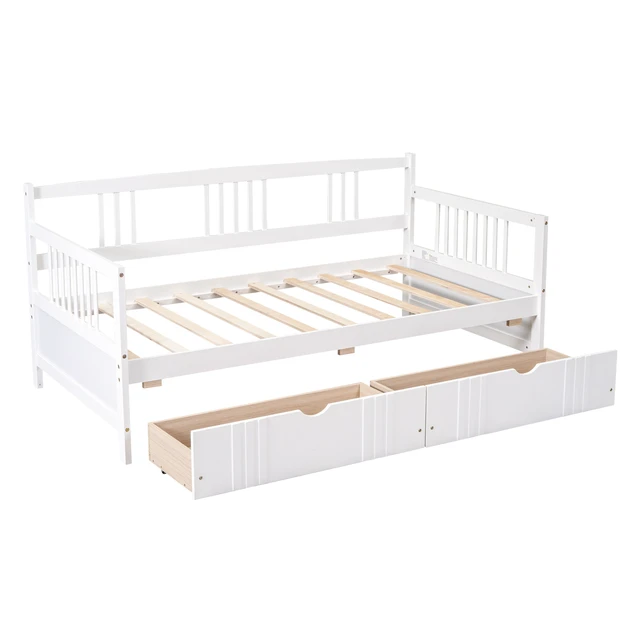 Alt view image 5 of 7 - Twin Size Daybed Wood Bed with Two Drawers,White