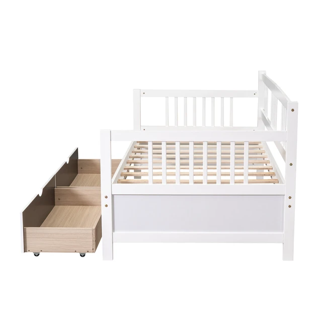 Alt view image 7 of 7 - Twin Size Daybed Wood Bed with Two Drawers,White