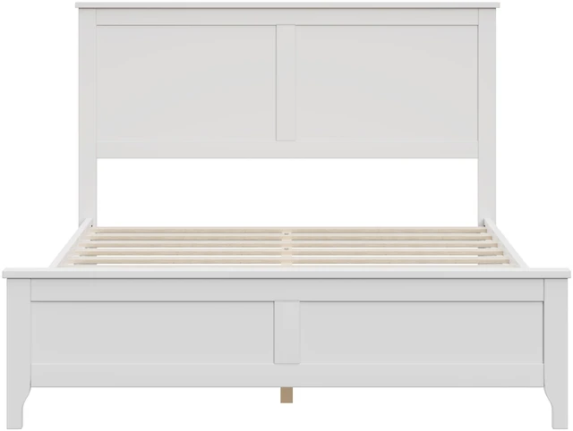 Alt view image 3 of 6 - Modern White Solid Wood Full Platform Bed with Sturdy Wooden Slats Support,No Box Spring Needed
