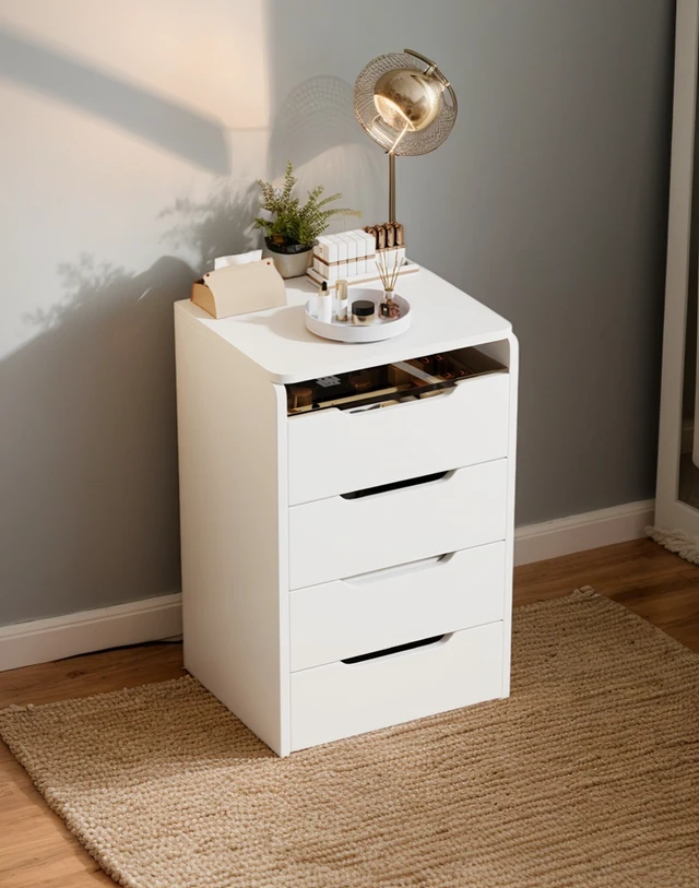 Alt view image 3 of 7 - (60CM) 3 in 1 Vanity Desk with Plip Top Mirror, Small Make Up Vanity Set with Visible Glass Desktop, Compact Makeup Vanity with 3 Drawers, Cushioned Tool, Dressing Table for Bedroom