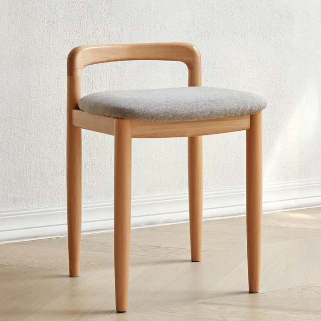 Main image of Natural Beech Wood Make-up Stool Bed Bench for Dining Room, Bedroom