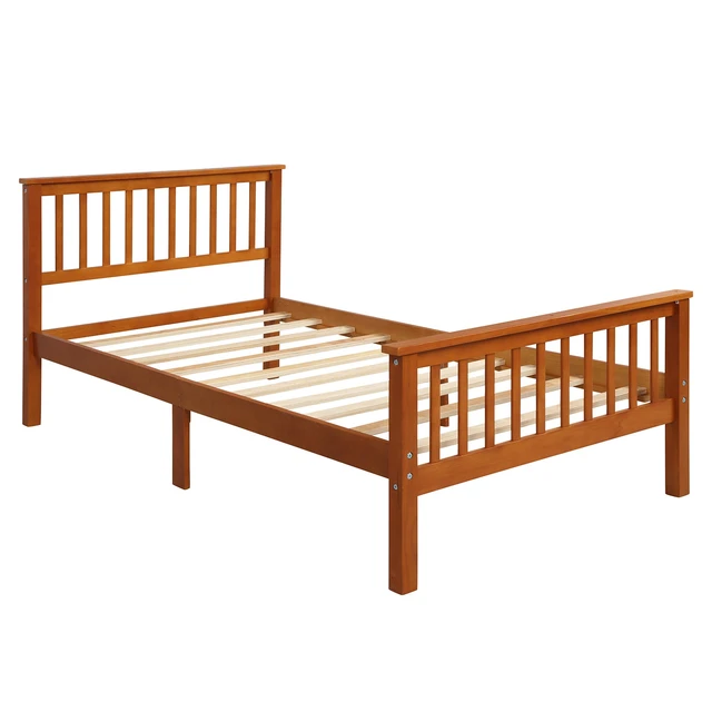 Alt view image 4 of 7 - Wood Platform Bed with Headboard and Footboard (Oak)