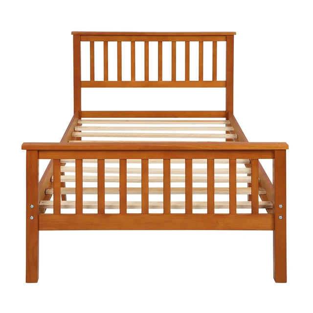 Alt view image 5 of 7 - Wood Platform Bed with Headboard and Footboard (Oak)