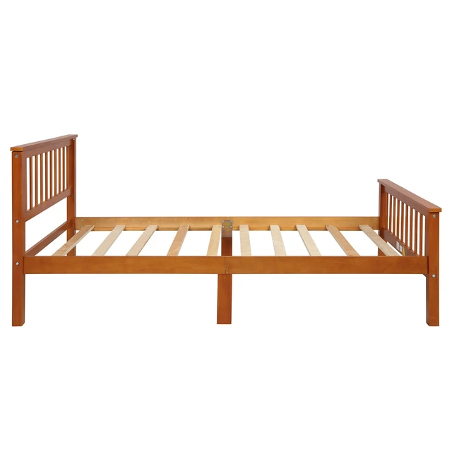 Alt view image 6 of 7 - Wood Platform Bed with Headboard and Footboard (Oak)