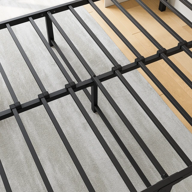 Alt view image 4 of 7 - Metal Platform Bed Frame, Victorian Style Headboard/Footboard/Under Bed Storage/No Box Spring Needed/Full Size Black