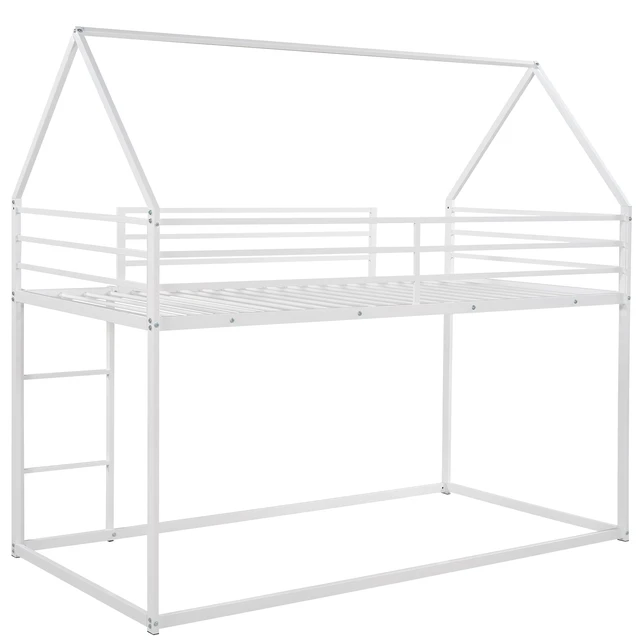 Alt view image 4 of 7 - Twin over Twin House Bunk Bed with Built-in Ladder,White