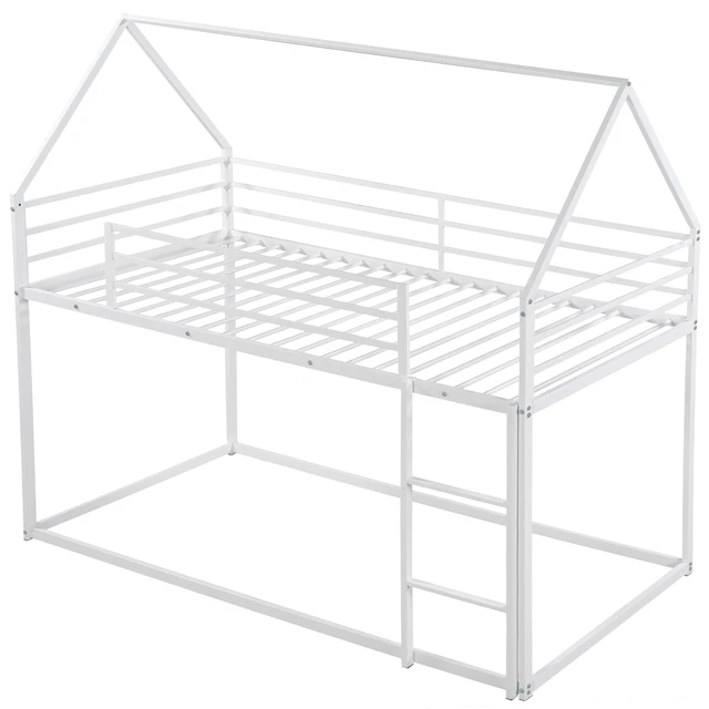 Alt view image 6 of 7 - Twin over Twin House Bunk Bed with Built-in Ladder,White