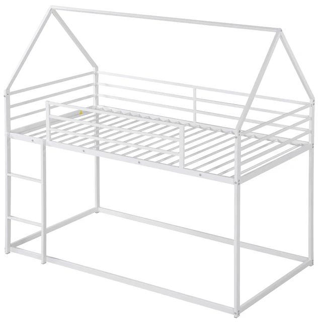 Alt view image 7 of 7 - Twin over Twin House Bunk Bed with Built-in Ladder,White