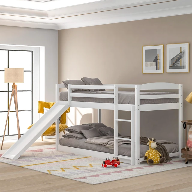 Main image of Twin over Twin Bunk Bed with Convertible Slide and Ladder , White