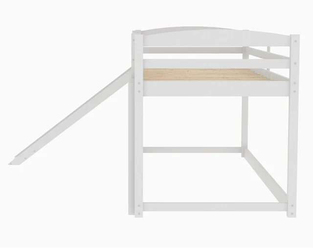 Alt view image 7 of 7 - Twin over Twin Bunk Bed with Convertible Slide and Ladder , White