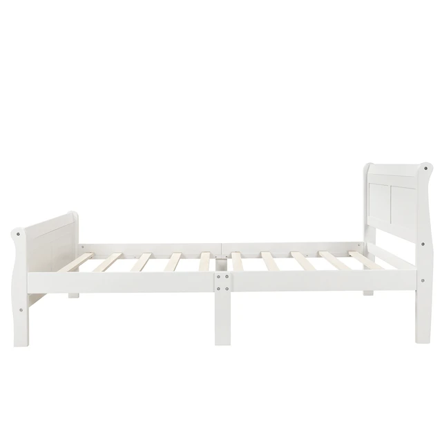 Alt view image 6 of 7 - Wood Platform Bed Twin Bed Frame Mattress Foundation Sleigh Bed with Headboard/Footboard/Wood Slat Support