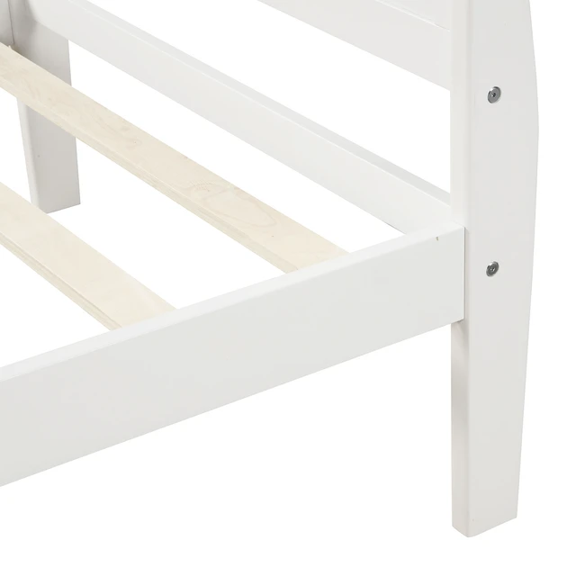 Alt view image 7 of 7 - Wood Platform Bed Twin Bed Frame Mattress Foundation Sleigh Bed with Headboard/Footboard/Wood Slat Support