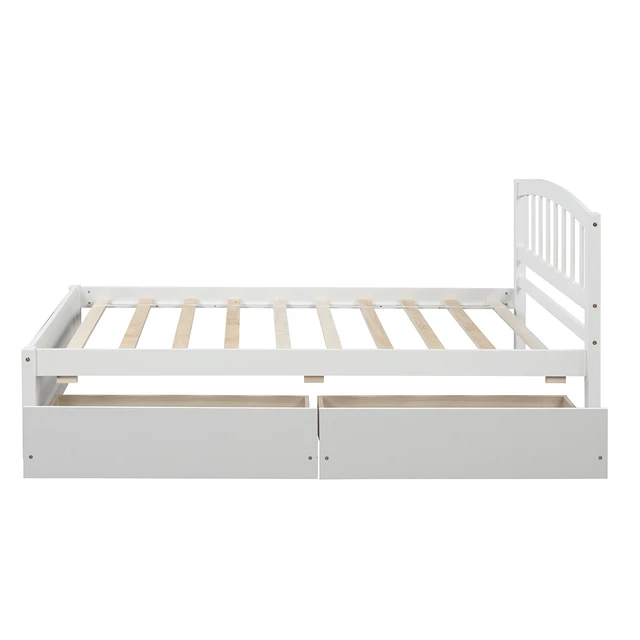 Alt view image 5 of 7 - Twin Platform Storage Bed Wood Bed Frame with Two Drawers and Headboard, White (Previous SKU: SF000062KAA)