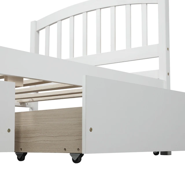 Alt view image 6 of 7 - Twin Platform Storage Bed Wood Bed Frame with Two Drawers and Headboard, White (Previous SKU: SF000062KAA)
